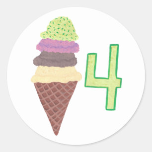 4 Stickers Anniversaire de crème glacée