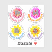 4 Stickers de nom monogramme floral étanche (Feuille)