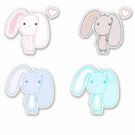 4 Stickers de vinyle Bunny Set (Devant)