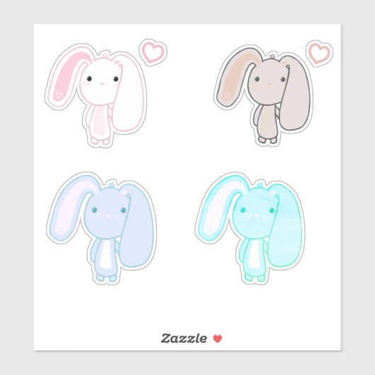 4 Stickers de vinyle Bunny Set (Feuille)