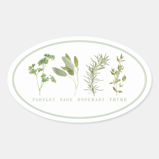 4 Stickers ovale HERBS FRAIS (Devant)