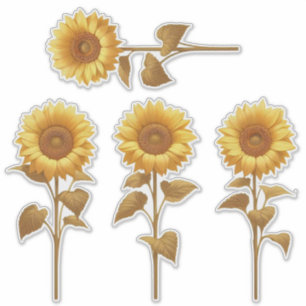 4 Stickers tournesol