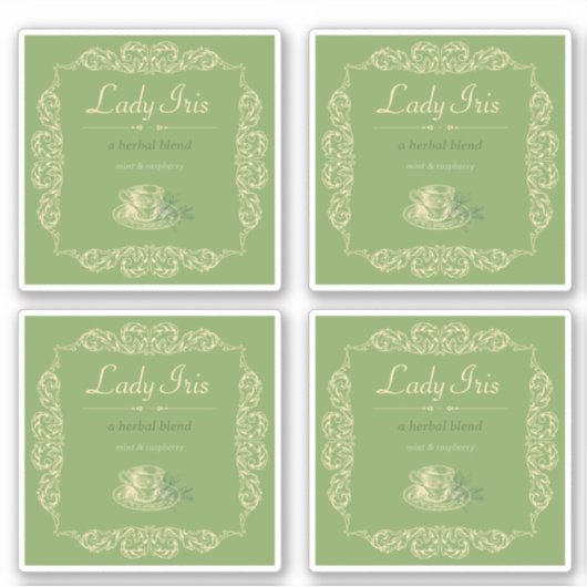 4 stks aangepaste kruidenthee sticker (Voorkant)