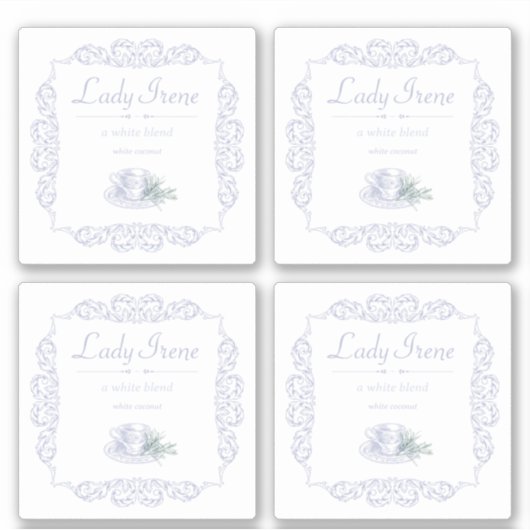 4 stks aangepaste witte thee sticker (Voorkant)
