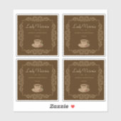 4 stks  Bruine aangepaste koffie Sticker (Vel)