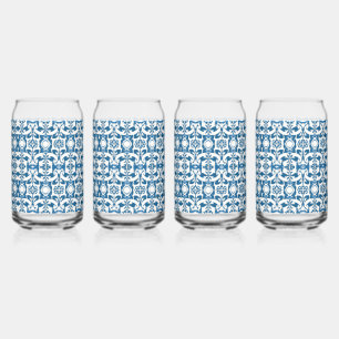4 stuk glas set   Bohemian Blues