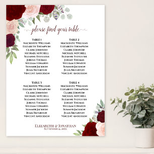 4 Tabel Rood- en roze roze weduwenkaart Poster