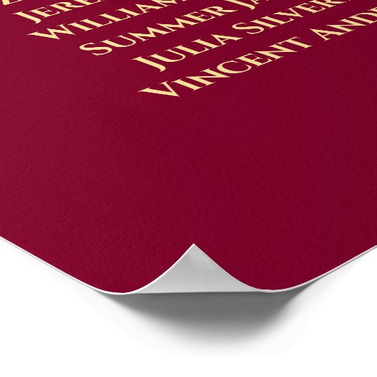4 Tableau Élégant Gold & Burgundy Seating Chart (Coin)