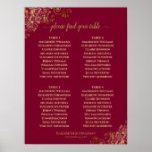 4 Tableau Élégant Gold & Burgundy Seating Chart (Devant)