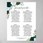 4 Tafel Smaragd Groen Bloemen Bruiloft Zitkaarten Poster (Voorkant)
