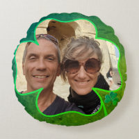 4 trèfle feuille avec Coussin rond texte