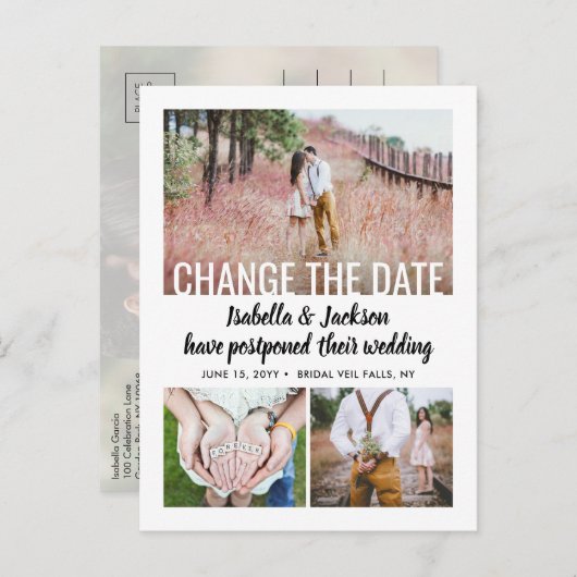 4 Uitstel van fotoweddenschap | De nieuwe datum op Aankondigingskaart (Voorkant / Achterkant)