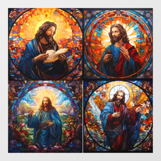 4 Verbluffende Afbeeldingen van Jesus Window Cling Raamsticker (Vel)