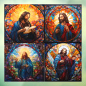 4 Verbluffende Afbeeldingen van Jesus Window Cling Raamsticker (Vel 3)