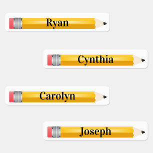 4 Verschillende namen Pencils Iron op labels