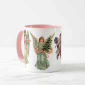 4 Verschillende Victoriaanse Engelen, Oude Kerstmi Mok (Voorkant links)