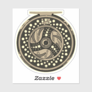 4" Vliegvishaspel Art Fisherman Fisherwoman Sticker