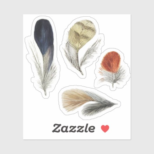 4 Vogelveertjes Sticker (Vel)