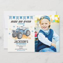 4 Wheeler Birthday Photo Invitation / Quad Bike