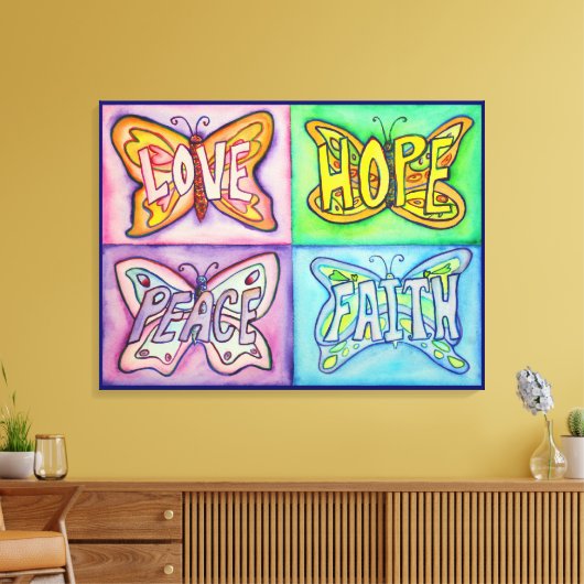 4 woorden Butterfly Wings Wrapped Canvas Painting (Insitu (Woonkamer))