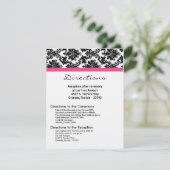 4 x5 Direction Black Damask Hot Pink Receptio Informatiekaartje (Staand voorkant)
