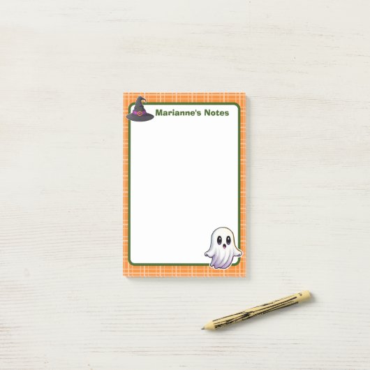 4 "x6" Sinaasappel Spooky Schattige Post-it® Notes (Op bureau)