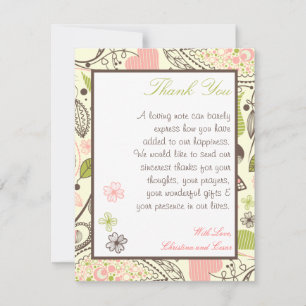 4 x 5 PLAT Carte de remerciements Ressort rose/ver