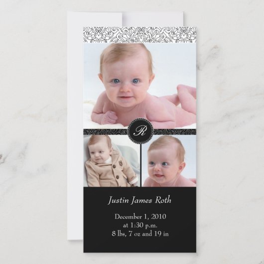 4 x 8 Fotokaart Elegant Wit (V) Aankondiging (Voorkant)