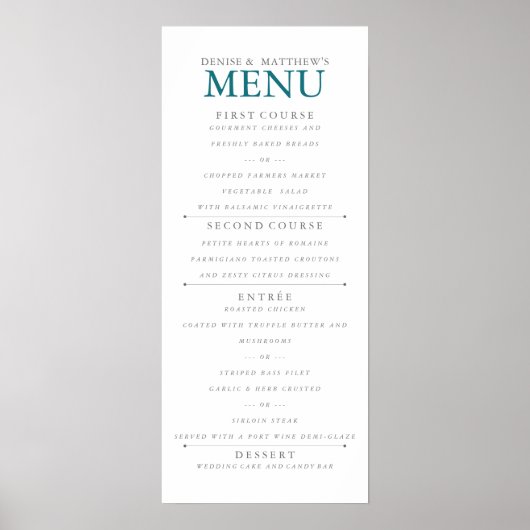 4 x 9-inch Harbour Blue Menu Poster (Voorkant)