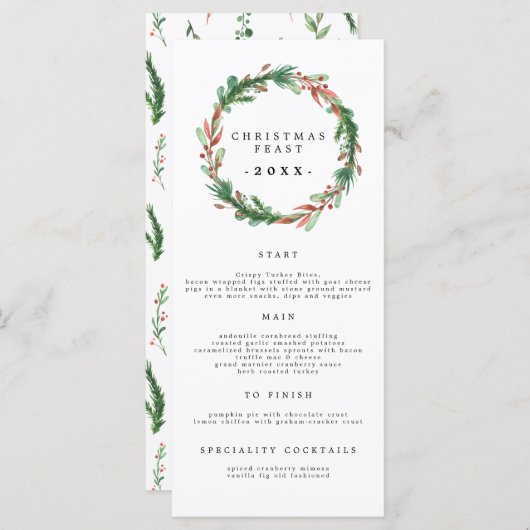 4 x 9-inch kerstfeestmenu 2021 menu (Voorkant / Achterkant)