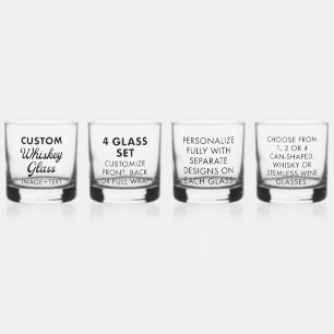 4 x aangepaste gepersonaliseerde whisky glas 12oz