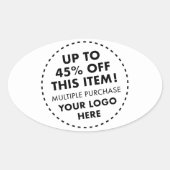 4 x Autocollants Ovaux personnalisés 45% DE BAS En (Devant)