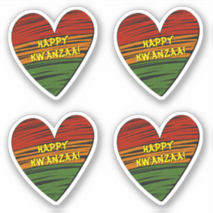 4 x Happy Kwanzaa Juneteenth Jouw tekst Heart Sticker