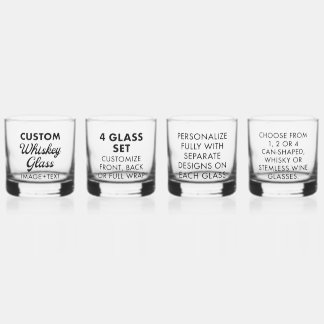 4 x verre Whiskey personnalisé 12 oz