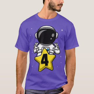 4 Year Old Birthday Boy Astronaut  4th Bday Party  T-shirt