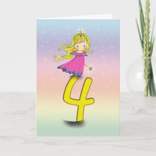 4 Years Princess Birthday Card Kaart (Voorkant)
