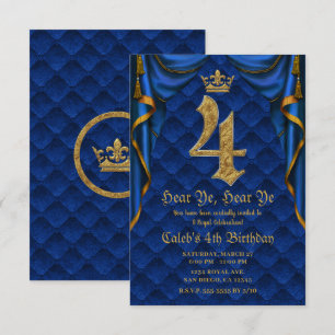 4DE 4 VERJAARDAGSFEestJE Koninklijk Blauw Gouden K Kaart