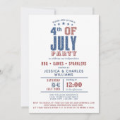 4de juli Blauwe Stars Stripes Kaart (Voorkant)