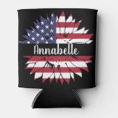 4de juli Custom Red White en Blue Sunflower Blikjeskoeler (Voorkant)