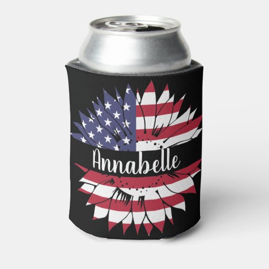4de juli Custom Red White en Blue Sunflower Blikjeskoeler (Blikje Achterkant)