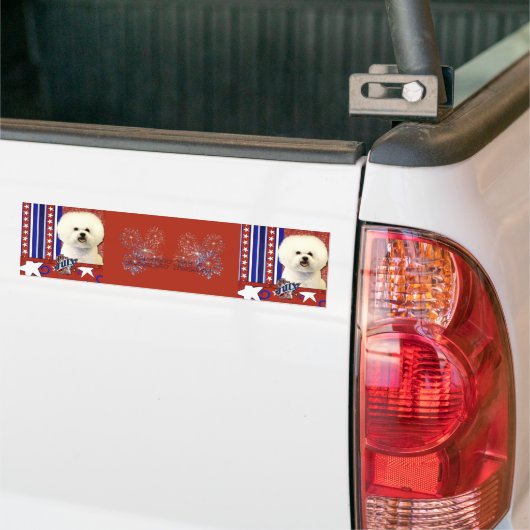 4de juli Firecracker - Bichon Frise Bumpersticker (Op Truck)