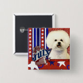 4de juli Firecracker - Bichon Frise Vierkante Button 5,1 Cm (Voorkant /achterkant)
