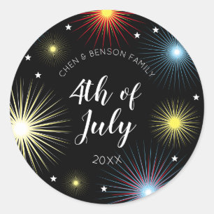 4de juli Fireworks Family Party Ronde Sticker