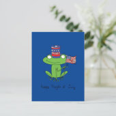 4de juli Funny American Frog Briefkaart (Staand voorkant)