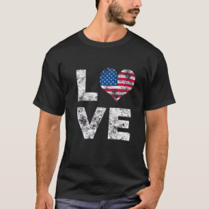 4de juli Love US  American Patriot Flag T-shirt