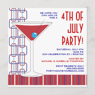 4de juli Martini Cocktail Party Uitnodiging
