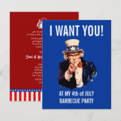 4de juli Onafhankelijkheidsdag BBQ Party Kaart (Voorkant / Achterkant)
