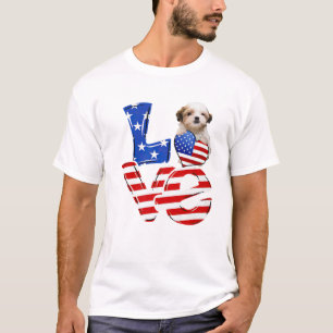 4de juli patriottisch LOVE Teddy Bear Dog American T-shirt