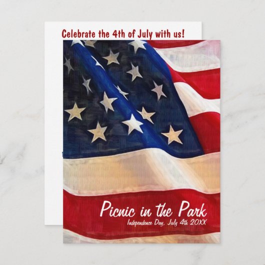 4de juli Picnic Independence Day Uitnodiging (Voorkant / Achterkant)