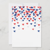 4de juli Raining Blue Red Star Party Kaart (Achterkant)